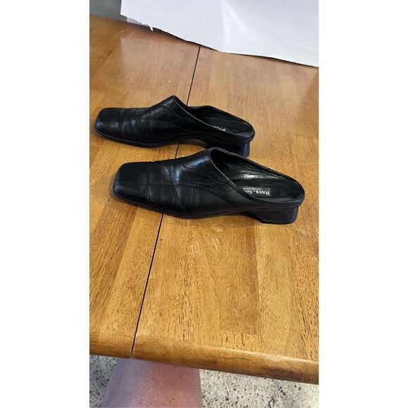 PAUL GREEN GERMANY BLACK LEATHER SQUARE TOE SHOE MULES WOMENS SIZE 5.5 - Picture 6 of 13
